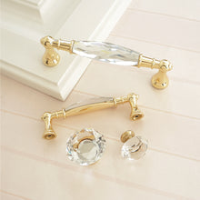 Load image into Gallery viewer, 3.78" & 5" Gold, Clear & Chrome Crystal Dresser Knobs | Modern Drawer Pulls & Cabinet Handles for Cupboard, Closet
