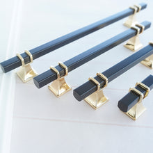 Load image into Gallery viewer, 3.78", 5", 7.55" & 12.6" American Style Drawer Pulls | Simple Black & Gold Kitchen Handles | Wardrobe & Drawer Knobs | Kitchen Hardware