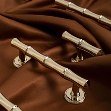 Load image into Gallery viewer, 3.78", 5", 6.3", 8.8" Shiny Gold Bamboo Drawer Pulls & Knobs | Unique Dresser Knobs, Closet, Wardrobe & Cabinet Handles