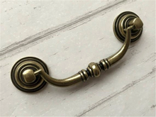 Load image into Gallery viewer, 3.5"-4.25" (90-108mm) Vintage Drop Bail Pulls & Knobs (Antique Bronze, Silver, Black) | Cabinet, Dresser, Drawer & Kitchen Hardware