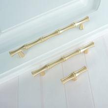 Load image into Gallery viewer, 3.78"-5.0" Green Bamboo Design | Gold, Brushed Nickel Knobs, Pulls & Handles | Cabinet, Drawer, Dresser, Kitchen & Cupboard Hardware