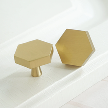 Load image into Gallery viewer, Hexagon Antique Bronze, Bright Brass & Brass Knobs, Pulls & Handles | Kitchen Cabinet, Drawer, Dresser & Door Hardware