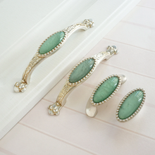 Load image into Gallery viewer, 2.5"-5" Antique Silver & Turquoise Green Knobs, Pulls & Handles | Drawer, Kitchen Cabinet & Closet Hardware