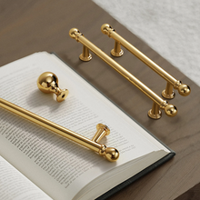 Load image into Gallery viewer, 3.78", 5", 7.55" Brushed Brass & Shiny Gold Knobs & Pulls | Cabinet, Dresser, Drawer & Kitchen Cupboard Handles
