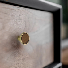 Load image into Gallery viewer, 3.78"-7.55" Walnut Wood & Gold Pulls & Knobs | Drawer, Cabinet Door, Kitchen Cupboard & Dresser Hardware