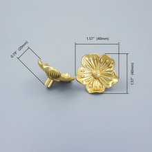 Load image into Gallery viewer, Gold Brass Flower Knobs, Pulls & Handles | Drawer, Cabinet, Dresser, Kitchen Cupboard & Furniture Hardware