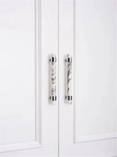 Load image into Gallery viewer, White & Black Marble Chrome Kitchen Pulls | Luxury Dresser Handles, Cabinet & Drawer Knobs, Closet Hardware, Decor