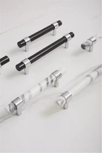 Load image into Gallery viewer, White & Black Marble Chrome Kitchen Pulls | Luxury Dresser Handles, Cabinet & Drawer Knobs, Closet Hardware, Decor