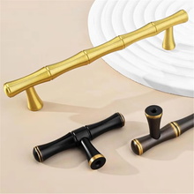 Load image into Gallery viewer, 2.5"-6.3" Bamboo & Solid Brass (Gold, Bronze, Black) Knobs & Pulls | Kitchen, Drawer, Dresser & Cabinet Handles