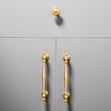 Load image into Gallery viewer, 3", 3.78", 5", 6.3" Brushed Brass Kitchen Handles | Unique Wardrobe & Drawer Pulls, Cupboard Knobs, Hardware