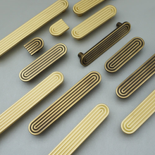 Load image into Gallery viewer, 2.5"-5" Unique Track Design Solid Brass & Antique Bronze Knobs, Pulls & Handles | Cabinet, Drawer, Cupboard, Dresser & Kitchen Hardware