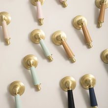 Load image into Gallery viewer, Brass Leather (Pink, Black, Blue, Brown Cowhide) Knobs | Cabinet, Door, Drawer & Dresser Hardware