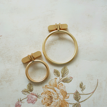 Load image into Gallery viewer, 1.25" Round Brass Drop Ring Knobs & Pulls (Black Accent) | Cabinet Door, Drawer & Dresser Hardware