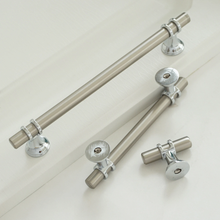 Load image into Gallery viewer, 3.75", 5.0", 6.3", 7.55" (96, 128, 160, 192mm) Brushed Steel Nickel Drawer Pulls | Dresser, Closet & Wardrobe Cabinet Handles, Knobs