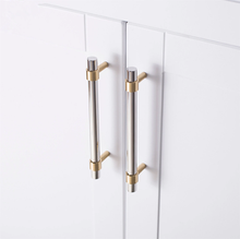 Load image into Gallery viewer, 3", 3.78", 5.0", 6.3", 7.55", 8.8" Stainless Steel & Brass Drawer Pulls | Modern Black Kitchen Cabinet Handles, Dresser & Wardrobe Cupboard Pulls