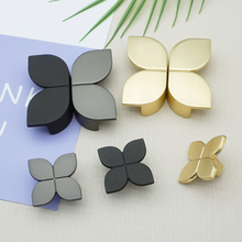 Load image into Gallery viewer, 2.5" Clover Brass Knobs | Black Gray & Gold Unique Dresser & Drawer Knobs, Kids Door Handles, Gift-Worthy Home Replacement Hardware