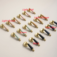 Load image into Gallery viewer, Brass Leather (Pink, Black, Blue, Brown Cowhide) Knobs | Cabinet, Door, Drawer & Dresser Hardware