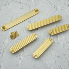 Load image into Gallery viewer, 2.5"-5" Unique Track Design Solid Brass & Antique Bronze Knobs, Pulls & Handles | Cabinet, Drawer, Cupboard, Dresser & Kitchen Hardware