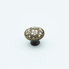 Load image into Gallery viewer, 96mm Ceramic Brass Handles Pulls Knobs - Brown White Vintage Rural Chic Cabinet Hardware