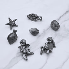 Load image into Gallery viewer, Antique Silver Ocean Themed Cabinet Knobs | Angel, Fish, Sea Urchin, Starfish & Shell Animal Drawer Knobs | Art Decor Gift Knobs