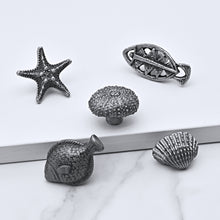 Load image into Gallery viewer, Antique Silver Ocean Themed Cabinet Knobs | Angel, Fish, Sea Urchin, Starfish & Shell Animal Drawer Knobs | Art Decor Gift Knobs