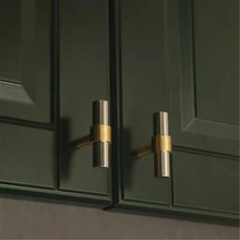 Load image into Gallery viewer, 3", 3.78", 5.0", 6.3", 7.55", 8.8" Stainless Steel & Brass Drawer Pulls | Modern Black Kitchen Cabinet Handles, Dresser & Wardrobe Cupboard Pulls