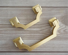 Load image into Gallery viewer, 2.5", 3.75" (64, 96mm) Brushed Gold Brass Vintage Drop Pulls | Dresser & Drawer Knobs, Kitchen Cabinet Door Handles, Hardware