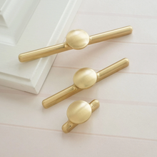 Load image into Gallery viewer, 1.25"-5.0" Brushed Brass Knobs, Pulls & Handles | Dresser, Drawer, Cabinet Door & Kitchen Cupboard Hardware