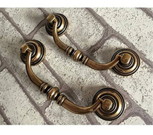 Load image into Gallery viewer, 3.5"-4.1" (90-105mm) Antique Bronze Drop Bail Knobs, Pulls & Handles | Dresser, Drawer, Kitchen Cabinet & Furniture Hardware