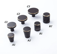 Load image into Gallery viewer, Brass Black & Gold Vintage Retro Cabinet Knobs | Drawer & Dresser Pulls, Door Handles