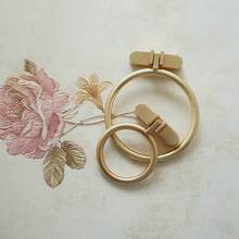 Load image into Gallery viewer, 1.25" Round Brass Drop Ring Knobs & Pulls (Black Accent) | Cabinet Door, Drawer & Dresser Hardware