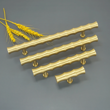 Load image into Gallery viewer, 3.0", 4.0", 5.0" Bamboo Solid Brass Drawer Pulls | Dresser, Kitchen & Wardrobe Handles, Cabinet Door Knobs, Hardware