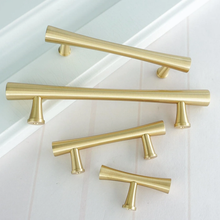 Load image into Gallery viewer, 2.5" 3.78'' 5'' 7.55“Brushed Brass Drawer Pulls Knobs Cabinet Pulls Hardware T Bar Knobs Drawer Pulls Dresser Knobs Closet Wardrobe Handle