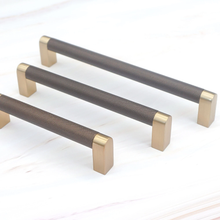 Load image into Gallery viewer, Knurled Champagne Gold & Coffee Pulls & Knobs | Kitchen, Cabinet, Dresser & Cupboard Hardware
