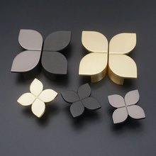 Load image into Gallery viewer, 2.5" Clover Brass Knobs | Black Gray & Gold Unique Dresser & Drawer Knobs, Kids Door Handles, Gift-Worthy Home Replacement Hardware