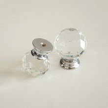 Load image into Gallery viewer, Silver Clear Glass & Crystal Knobs | Dresser, Drawer & Cupboard Pulls, Kitchen Cabinet & Door Handles, Hardware