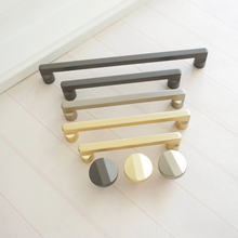 Load image into Gallery viewer, 3.78", 5.0", 6.3", 7.55", 8.8", 12.6" Brushed Brass & Gray Nickel Drawer Pulls | Kitchen Cabinet, Closet & Wardrobe Handles, Knobs