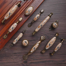 Load image into Gallery viewer, 3", 3.78", 5" Vintage Aged Brass & Ceramic Knobs & Pulls | Drawer, Dresser, Kitchen & Cabinet Handles