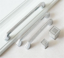 Load image into Gallery viewer, 5"-7.55" (128-192mm) Modern Crystal & Rhinestone Knobs, Pulls & Handles (Chrome Clear) | Dresser Drawer, Cabinet Door & Kitchen Hardware