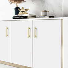 Load image into Gallery viewer, 2.5"-7.55" Unique Semicircle Brushed Brass Pulls, Knobs & Handles | Kitchen, Drawer, Wardrobe, Cabinet & Dresser Hardware