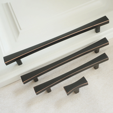 Load image into Gallery viewer, 3.75", 5", 6.3" Black Copper & Brushed Brass Handles | Closet, Wardrobe & Drawer Pulls, Cabinet & Kitchen Knobs, Dresser Hardware