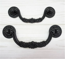 Load image into Gallery viewer, Shabby Chic Black Ornate Knobs, Pulls & Handles | Rustic French Country Dresser, Drawer & Kitchen Cabinet Decorative Hardware