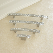 Load image into Gallery viewer, 3.78", 5", 6.3" Silver Crystal Dresser Knobs | Rhinestone Glass Drawer Pulls, Cabinet & Kitchen Handles, Hardware
