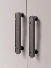 Load image into Gallery viewer, 3.78", 5" Leather Drawer Pulls | Khaki White Black Knobs, Cabinet Door & Dresser Handles, Kitchen Hardware