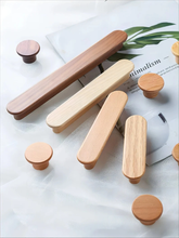 Load image into Gallery viewer, 2.5"-7.56" Simple Beech, Walnut, Ash & Oak Solid Wood Knobs & Pulls | Drawer, Cupboard, Cabinet & Wardrobe Handles