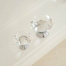 Load image into Gallery viewer, Silver Clear Glass & Crystal Knobs | Dresser & Drawer Pulls, Cupboard & Kitchen Cabinet Door Handles, Hardware