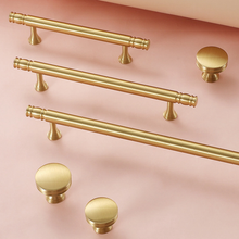 Load image into Gallery viewer, 3.78", 5", 7.55", 10" Brushed Brass Drawer Pulls & Knobs | Kitchen & Cabinet Handles, Dresser & Door Knobs, Kitchen Hardware