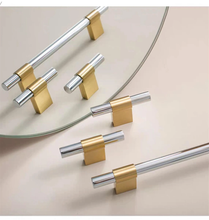 Load image into Gallery viewer, 3.78", 5", 6.3", 8.8", 12.6" Solid Brass & Chrome Kitchen Pulls | Drawer & Cabinet Knobs, Closet & Wardrobe Handles