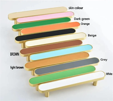 Load image into Gallery viewer, 3.78"-5" Colorful Leather & Brass Knobs, Pulls & Handles (Black, Green, Blue, Pink) | Drawer, Cabinet & Kitchen Hardware