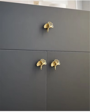 Load image into Gallery viewer, Ginkgo Biloba Leaf Brass Knobs | Cabinet & Drawer Pulls, Kitchen Handles, Cabinet Hardware